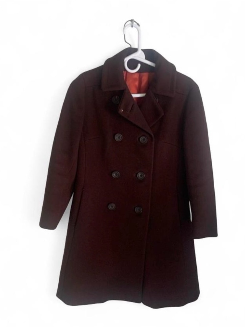 Vintage brown double breast wool peacoat size small knee lenght formal